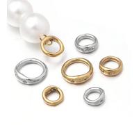 10 pezzi Anelli per naso di maiale in acciaio inossidabile con doppio foro, accessori gioiello personalizzati alla moda per collana e bracciale, connettore terminale con chiusura che mantiene il color