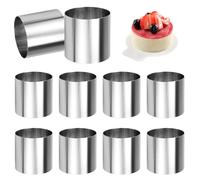 10 Pezzi Anello di Mousse Diametro 5 cm, Anelli e Anelli da Dessert, Coppapasta Tondi Acciaio Inox, Facile da Sformare e Pulire Anello per Torte per Cottura, Mousse, Torta, Sushi, Budino (Rotondo)