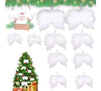10 Pezzi Angelo Piuma, Pendente Ali d'Angelo dell'albero di Natale, Ali di Piume d'Angelo Natale, Usato per Vintage Bianco Pendente per Matrimonio/Feste/Decorazioni(18cm,16cm,12cm,10cm,8cm)
