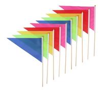 10 Pezzi Bandiera Triangolare in Bambù, Leggera, per Prati e Fango | Riutilizzabile, Alta Visibilità, Inserimento nel Suolo Facile, Tessuto e Bambù, Uso in Prati e Zone Fangose