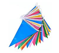 10 pezzi bandiere stendardo, stendardo bandiere triangolari ghirlanda arcobaleno decorazioni per l'inaugurazione decorazioni colorate per feste lunghezza 50 m per interni ed