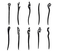 10 Pezzi Bastoncini per capelli in legno, Capelli Bastoni di Legno, Bacchette di Legno per Capelli, Fermaglio per Capelli Intagliato, Adatto a Donne con i Capelli Lunghi(Nero)