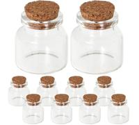 10 Pezzi Boccetta Ricordo Denti 10ml in Vetro Coperchio | Legno e Vetro Trasparente, per Chioma Lanuginosi e Fiori Secchi, da Scrivania, per Maestre