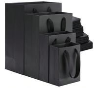 10 pezzi Borse regalo in carta kraft con manici in tessuto, 4 dimensioni, borse per dolci, borse della spesa, borse per negozi, boutique, omaggi per feste 32x25x13 cm,28x20x10 cm,20x15x6 cm,16x12x5,6 