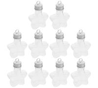 10 Pezzi Bottiglia Decorativa a Stella Argento in PET 50ml | Coperchio e Copertura Sospesa, Uso Multiuso per Confetti e Tè, Trasparente, a Perdite