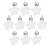 10 Pezzi Bottiglia Decorativa Natalizia Trasparente 50ml, Stella | Plastica PET e Alluminio, Coperchio e Copertura Sospesa, per Piccoli Doni e Boccioli, Tavola Festa