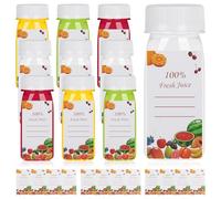 10 Pezzi Bottiglia di Succo con Tappo,100ml Bottiglia Plastica Riutilizzabile,Mini Bottiglie di Plastica con Adesivi,Bottiglie trasparenti vuote per Conservare Succhi, Bevande e Acqua