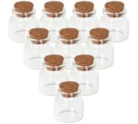 10 Pezzi Bottiglia in Vetro 10ml per Dentini e Raccolta Ricordi | Boccette di Vetro Piccole Coperchio in Legno, 10ml, per Conservare Dentini e Ciocche, DIY