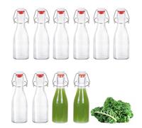 10 pezzi Bottiglie Costolata in Vetro con Tappo Ermetico, 150ml Bottiglie riutilizzabili a Chiusura ermetica, contenitori in vetro per Bevande Fatte in Casa, Birra, Liquori, Succhi, Olio