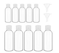 10 Pezzi Bottiglie da Viaggio 50 ML + 100 ML, Contenitori da Viaggio Trasparenti Vuoti, Bottiglie da Viaggio in Plastica Riutilizzabili Flip Cap Bottiglie con 2 Imbuti, per Gel, Lozioni, Shampoo
