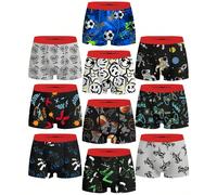 10 pezzi Boxer per ragazzi adolescenti, stampa all-over con tema calcio, macchina da gioco, universo, stile retrò street fashion, morbidi e confortevoli 14Y,12Y,13Y,16Y,15YFumettoTessuto