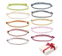 10 Pezzi Bracciale Amicizia Set per le ragazze,intrecciata regolabile delicato Filigrana sottile corda tessuto Wrap Bracciali Amicizia regalo per i bambini ragazzi migliore amico BFF Natale Compleanno
