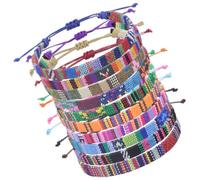 10 Pezzi Braccialetti Intrecciati Colore Assortito Stile Etnico Retrò Comodi al Tocco e Facili da Indossare per L'estate la Spiaggia