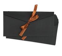 10 pezzi Buste Carta Kraft Nastro, Buste Lettere per Partecipazioni Matrimonio 20 x 11 cm, Nero
