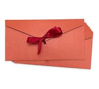 10 pezzi Buste Carta Kraft Nastro, Buste Lettere per Partecipazioni Matrimonio 20 x 11 cm, Rosso