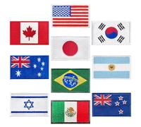 10 pezzi Canada Stati Uniti Australia Giappone Brasile Bandiere HOOK LOOP Ricamo Patch Compatibile con per Zaini Abbigliamento Cappellino Da Baseball Uniform Gilet Jeans Giacche
