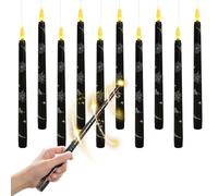10 Pezzi Candele a LED Galleggianti, Floating Candles Sospese con Telecomando a Bacchetta Magica, Luce Calda Lampeggiante fiamma Candela Fluttuanti Elettriche Conica per Decorazione Halloween Natale