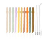 10 Pezzi Cannucce Di Silicone, 3 Pezzi Di Pulizia Della Maniglia Lunga, Simpatiche Cannucce Di Cartoni Animati, Cannucce Pieghevoli, Riutilizzabili.