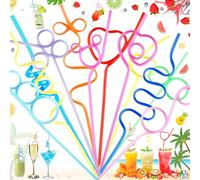 10 Pezzi Cannucce Ricci Ad Anello, Forma di Riccio, Pazze Colorate, Riutilizzabili per Bevande, Feste, Bar, Matrimoni, Compleanni, Caffè - Colorati, Casuali