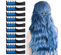 10 Pezzi Capelli Gesso Pettine, TOROKOM Pettine per Capelli Temporaneo Lavabile Gesso per Capelli per Ragazze Bambini Tintura per Capelli per Cosplay Natale fai da te Colore dei Capelli (blu)