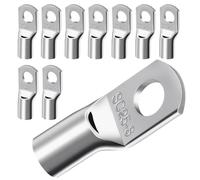 10 Pezzi Capicorda 25mm² Occhiello M8,Non Isolati Capicorda Connettori SC,Terminali a Crimpare ad Anello in Ispessito,Set di Rame Stagnato Terminali per Casa,Auto Barca e Sistemi Elettrici