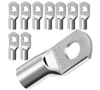 10 Pezzi Capicorda 35mm² Occhiello M8,Terminali a Crimpare ad Anello in Ispessito,Non Isolati Capicorda Connettori SC,Set di Rame Stagnato Terminali per Auto Barca,Casa e Sistemi Elettrici