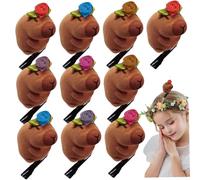 10 pezzi Capybara Hair Clip con fiore di rosa sulla testa Cintose clip per capelli di ferro per donne, ragazze e amanti degli animali, grandi regali, regali a colori casuali per donne