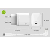 SILICON POWER CARGADOR SP18WASYQM10L0CW 18W USB Type-C + Cable USB-Lightning