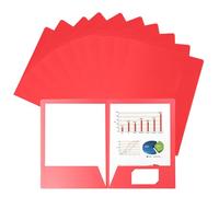 10 Pezzi Cartelline Portadocumenti A4 con 2 Tasche,Cartellette Cartoncino Cartellina Portadocumenti,Lembi in Cartoncino Cartelline per Riunioni,Cartella di Cartone per Ufficio Scuola (Rosso)