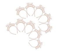 10 Pezzi Cerchietto Compleanno con Glitter in Plastica per Donne | Festa di Compleanno, Testo Preinstallato, Vestibilità Comoda, Setup Rapido, Effetto Rose Gold
