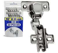10 Pezzi Cerniere per Ante Cucina Ha Angolo di Apertura 93° - con Slide-On Sistema - Montaggio Cerniere per Mobili Ø 35 mm H=2 - Garanzia di 10 Anni - MONTERAL