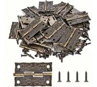 10 pezzi Cerniere pieghevoli antiche mini, Cerniere decorative in lega di bronzo retrò, con viti per scatole di gioielli, armadi, scatole di legno Cerniera piccola confezione da 10,Cerniera misura gra