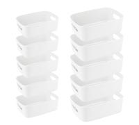 10 Pezzi Cestini Portaoggetti di Plastica, Colori Cestini Portaoggetti con maniglia, Organizer Portaoggetti per Cucina, Armadio, Ufficio, Bagno, Casa, (2 dimensioni)