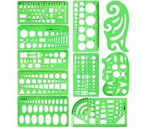 10 Pezzi Che Misurano i Modelli Di Plastica Cerchi Il Cerchio Modelli Di Disegno Geometrico Costruisci i Registri Della Cassaforma Di Design Dei Gioielli Set Verde Chiaro Per Ufficio e Scuola.