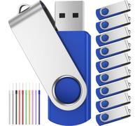 10 Pezzi Chiavette USB 2 GB Pen Drive Unità Flash USB - Portatile Pendrive 2GB USB 2.0 Chiavetta Metallo Pennetta USB - FEBNISCTE Girevole Penna Comoda Blu Set Economica Memoria USB 2 Giga con Corda