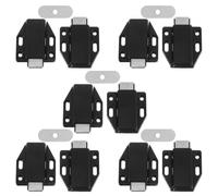 10 Pezzi Chiusura Magnetica per Armadio in ABS e Acciaio Inox Nera | Adesivo, Apertura a Pressione, Ritorno Automatico, Riduzione Rumore, per Porta Armadio e Alluminio