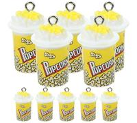 10 Pezzi Ciondoli Popcorn in Resina Gialla per Gioielli Fai da Te | Forma Popcorn, Superficie Liscia e Lucida, Anello Integrato, per Bracciali, Collane e Orecchini
