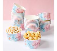 10 pezzi Ciotole di carta monouso da 8 once con design di orsetti blu e rosa per festa di rivelazione del sesso, contenitori di cibo di carta decorativi a tema per festa del bambino, stoviglie di cart