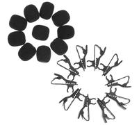 10 Pezzi Clip Microfono Lavalier Nero in ABS e Ferro con Coperture | Fissaggio Sicuro Sul Capo, Riduce Rumori di Fondo, per Registrazione Vocale e Creazione Contenuti