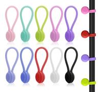 10 Pezzi Clip per Cavi Magnetici, Fascette Riutilizzabili Colorate in 10 Colori, Silicone Riutilizzabili Fascette Fermacavi, per Scuola Home Office, Multicolore