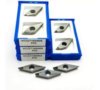 10 pezzi CNC VCGT Lame Inserti in Carburo VCGT160404 VCGT160402 VCGT160408 PCD Rame e Alluminio Non Ferrosi Metalli Trucioli Taglio Utensili(VCGT160404 PCD)