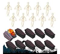 10 pezzi Coffin Box mini con 10 pezzi Mini scheletro Halloween Miniatura 3Coffin Box e Skeleton Figurine per Prank Props Party Halloween Decorazioni, Figurine