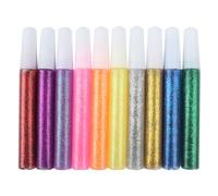 10 Pezzi Colla Glitterata Colorate con Brillantini, Glitter Glue, 10 Colori Misti, Decorazione Artigianale per Artigianato, Decorazione e Design Creativo, Punta Fine Tubo - 10ml/Tubo