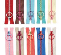 10 Pezzi Colorata Resina Cerniere con Corda Cerniera, 30cm Chiusura Lampo Colorata con Anello in Metallo, Cerniere Lampo, Chiusure Lampo per Cucito, Artigianato, DIY Borse e Vestiti (10 Colori)