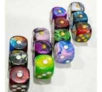 10 pezzi/confezione Dadi in acrilico a pois di marmo, i più venduti, dadi bicolore, accessori per giochi da tavolo 16mm quadrati arrotondati multicolore a scacchiera, adatti per giochi da tavolo, intr