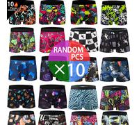 10 pezzi/Confezione Intimo da uomo con motivi casuali - Boxer comodi, adatti per uso casual e sportivo, motivi casuali a sorpresa L,M,S,XL,XXLFumetto,Lettere,Frutta & verduraPoliestere