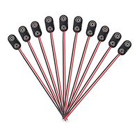 10 Pezzi Connettore a Clip per Batteria da 9V Connettore a Scatto per Batteria in Plastica di Tipo I PP3 con Cavi Volanti da 150 mm