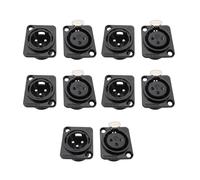 10 pezzi Connettore XLR 3 pin Montaggio a pannello Presa telaio Spina maschio Jack femmina for microfono(10 Female)