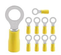 10 Pezzi Connettori ad Anello,Connettore ad Occhiello,Capicorda Preisolati PVC,4,0-6,0 mm² giallo foro Ø M6 RV,per collegare elettricamente gli cavi