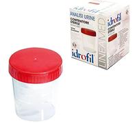 10 Pezzi, Contenitore per urina per analisi, da 120 ml, in Polipropilene, graduato, con Tappo ermetico, Etichetta per Il Nome, Prodotto Italiano, 9x7x7cm